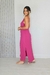 Vestido longo soltinho costas decote V fucsia - loja online