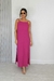 Vestido longo soltinho costas decote V fucsia