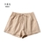 Imagem do Calções de linho de algodão shorts esportivos femininos verão sólido cintur