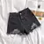 Calça jeans rasgada de cintura alta feminina, moda verão, casual, borla de bolso - Fibrano - Vista a Essência da Amazônia