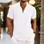 Camisa casual masculina com botões de grande dimensão gola e manga curta