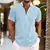 Camisa casual masculina com botões de grande dimensão gola e manga curta na internet