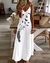 Casual pluma bird print espaguete cinta maxi vestido com decote em v verão - loja online