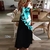 Casual pluma bird print espaguete cinta maxi vestido com decote em v verão