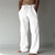 Calça comprida de linho de algodão masculina, monocromática, respirável na internet