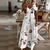 Casual pluma bird print espaguete cinta maxi vestido com decote em v verão na internet