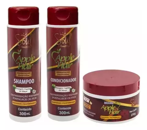 Kit Capilar Apple Hair Cauterização Vinagre Balsâmico de Maçã