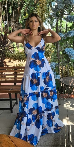 VESTIDO LIZA AZUL/BRANCO - comprar online
