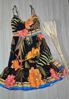 VESTIDO DHARA PRETO/LARANJA - Alessandra Belle Moda Feminina