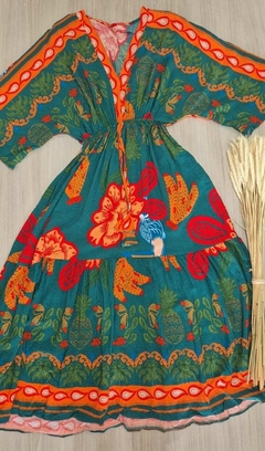 VESTIDO NAILA VERDE/LARANJA - Alessandra Belle Moda Feminina