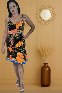 VESTIDO DHARA PRETO/LARANJA - comprar online