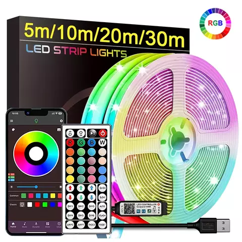 Fita LED RGB SmartFlex – Iluminação Decorativa com Controle por App (5m/10m/20m/30m)