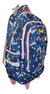 Imagen de Mochila Carro Escolar Jardín Azul Rosa Unicornio Mariposas