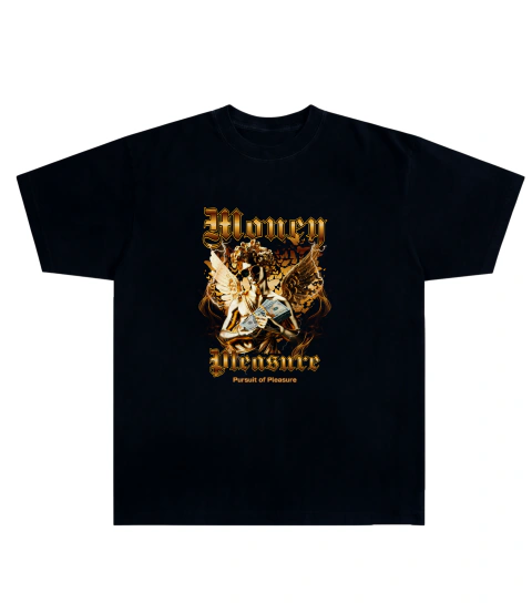 Camiseta Algodão - Angel, Money Pleasure