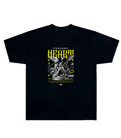 Camiseta Algodão - Angel, Heart