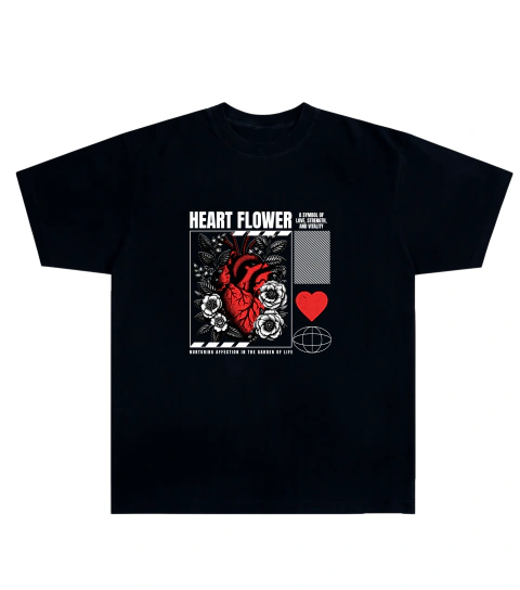 Camiseta Algodão - Heart Flower