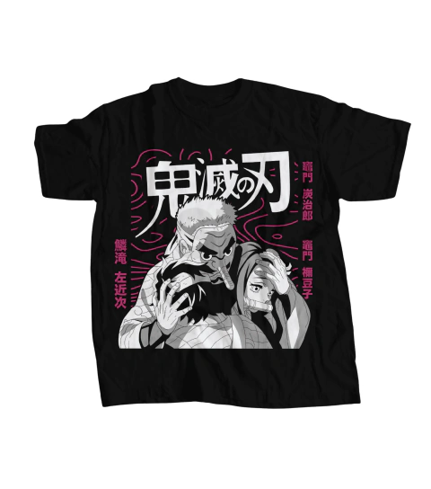 Camiseta Algodão - Urokodaki e Nezuko