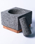 Molcajete Cuadrado c/Base de Madera - TRES PIEDRAS
