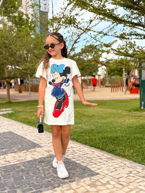 Vestido Minnie 100% algodão com aplicação glitter