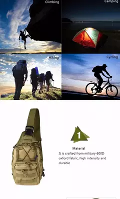 mochila de peito masculino, 900D Oxford, camping. - loja KingStore