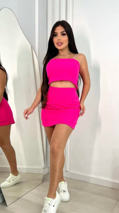 Conjunto Cropped Alça Gliter e short saia Alfaiataria - comprar online
