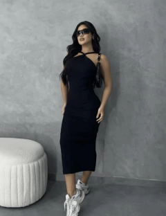 Imagem do Vestido Mídi Costas Nua Frente Única Alcinha Com Bojo