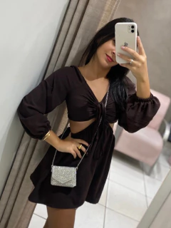 Macaquinho Vestido Manga Longa Amarracao Princesa - comprar online