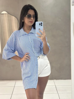 Chemise Listras Botões Encapados - comprar online