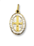 Medalla ovalada de San Benito en plata .925 con baño de oro 14k, mide 3.1 cm