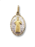 Medalla ovalada de San Benito en plata .925 con baño de oro 14k, mide 3.1 cm