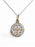 Collar con medalla de San Benito, elaborado en plata .925 con baño de oro de 14k, mostrando diseño detallado.