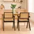 Sillones Square De Comedor Cocina Madera Rattan Sintético X2 Estructura De La Silla Negro Asiento Beige - Tengo Todo
