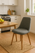 Silla Hadid Comedor Madera Maciza Tapizada Lino Antimanchas Estructura Marrón Claro Asiento Beige en internet