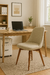 Silla Hadid Comedor Madera Maciza Tapizada Lino Antimanchas Estructura Marrón Claro Asiento Beige