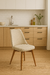 Silla Hadid Comedor Madera Maciza Tapizada Lino Antimanchas Estructura Marrón Claro Asiento Beige en internet
