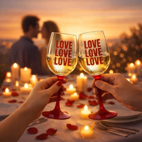 Taça Vidro Vinho Água Aniversáriodia Namorados 450m Presente Love Te Amo