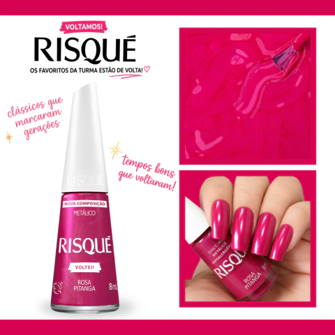 Esmalte Risqué Rosa Pitanga Coleção Voltei 8ml