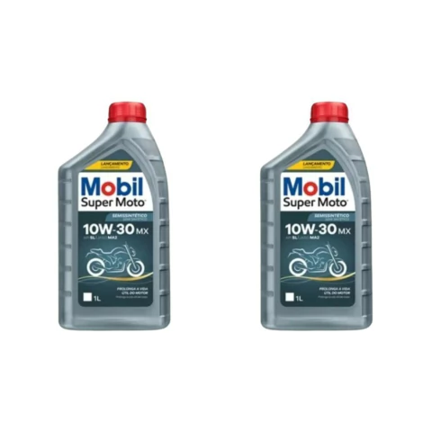 Kit 2 Óleos Mobil Moto 4T 10W30 Semi Sintético 1 Litro