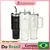 Copo Térmico Romantic Crown disponível em três cores: preto, branco e transparente, com canudo.