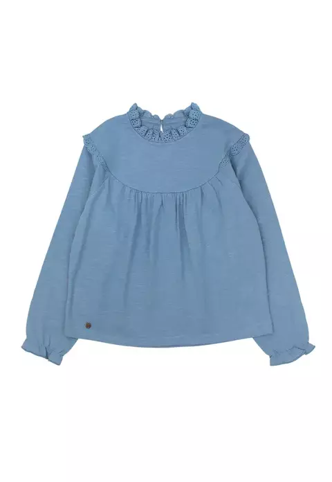 Polera Niña Vuelos Cuello Denim Ficcus - comprar en línea