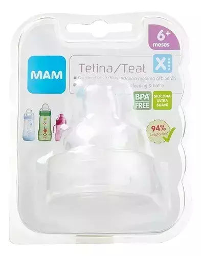 Mam Tetina Para Biberón Flujo 4 (x) 6+ Meses (2 Tetinas)