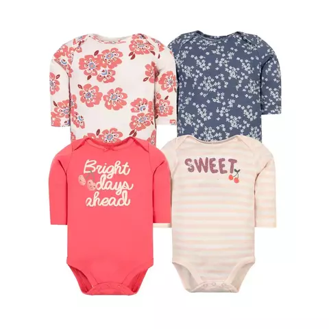Set 4 Bodys Bebe Niña Flores 3m a 9m - comprar en línea