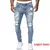 Homem calças retro lavagem zíper estiramento jeans casual ajuste fino masculin - comprar online