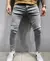 Imagem do Homem calças retro lavagem zíper estiramento jeans casual ajuste fino masculin