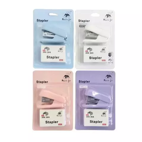 Kit Mini Grampeador Escolar Com Grampos Escritório Colorido