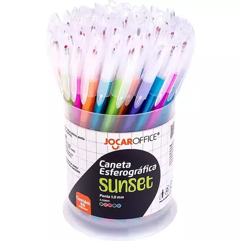 CANETA ESFEROGRÁFICA SUNSET PONTA 1.0 MM MARCA JOCAR OFFICE