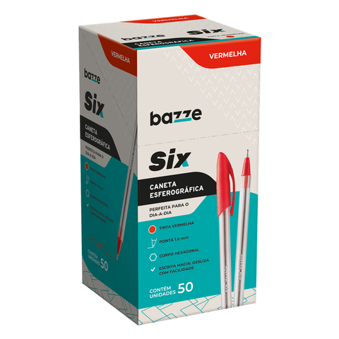 Caneta Esferográfica Cor Vermelha Marca Bazze Ponta 1.0