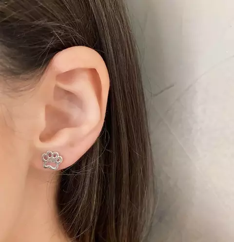 Brinco de Prata 925 9mm Pata de Cachorro