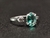 Anel de Prata 925 Regulavel Zirconia Oval Verde e Ponto Luz