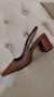 Scarpin Slingback salto bloco 8 cm - cor Marrom - Dápri Calçados
